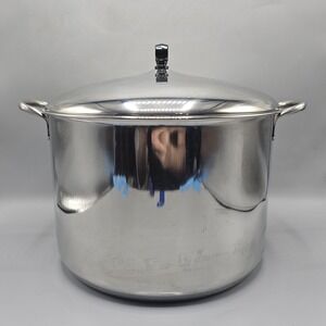 Vintage Farberware 16 Qt Stock Pot Stainless Steel Aluminum Clad W/ Lid Made USA
